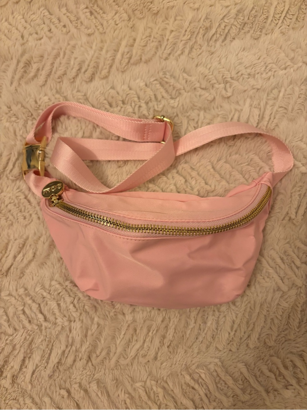 Stoney Clover Lane Pink Crossbody Belt Bag with Gold Hardware